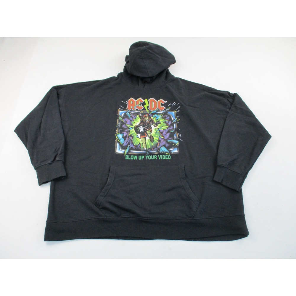 AC/DC Hoodie Mens 2XL Black Blow Up Your Video Graphic Rock Band Sweatshirt